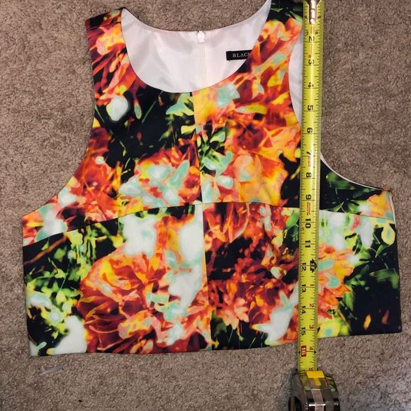 Black Halo Sanibel Crop Top Blouse Print Seashell Multicolor, Size 6, MSRP $390 - Picture 9 of 9